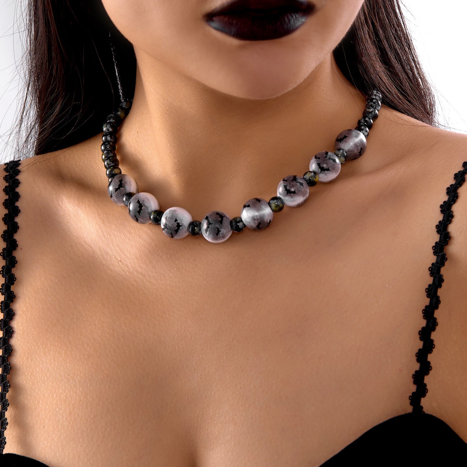 Wholesale Halloween Gothic Wooden Bead Necklace Bracelet